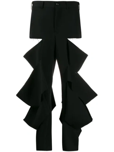 Comme Des Garçons Ripped High-rise Trousers In Black