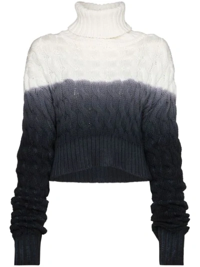 Matthew Adams Dolan Ombré Cable-knit Wool Turtleneck Sweater In White