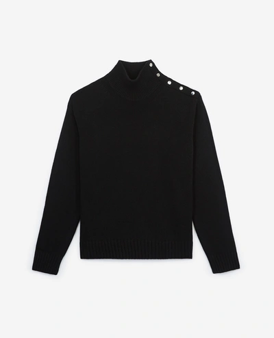 The Kooples Loose-fitting Black Wool Sweater W/high Neck