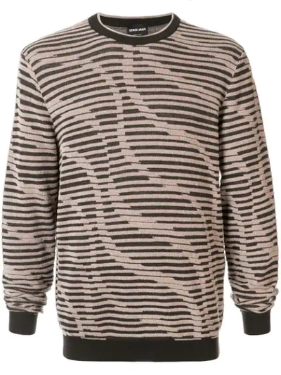 Giorgio Armani Stripe Knitted Jumper In Brown