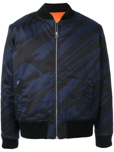 Band Of Outsiders Spaceship Striped Bomber Jacket In Blue