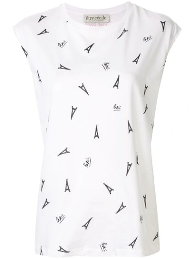 Etre Cecile Eiffel Tower Tank Top In White