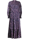 Isabel Marant Étoile Likoya Ruffled Floral-print Cotton-voile Maxi Dress In Blue