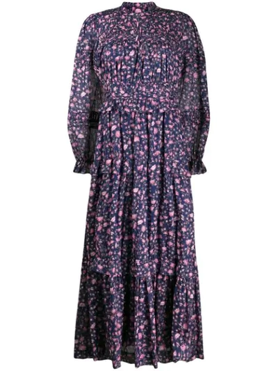 Isabel Marant Étoile Likoya Ruffled Floral-print Cotton-voile Maxi Dress In Blue