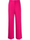 Theory Admiral Crepe Tailored Cropped Trousers In Magenta