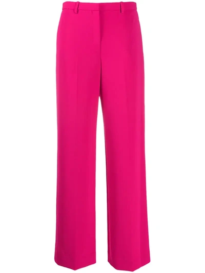 Theory Admiral Crepe Tailored Cropped Trousers In Magenta