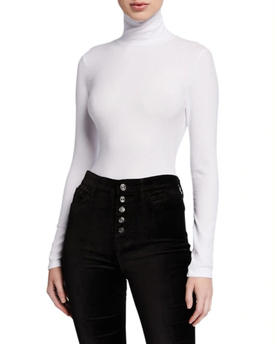 7 For All Mankind Turtleneck Long-sleeve Tee In Optic White
