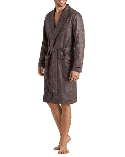 Hanro Men's Select Paisley Medallion Cotton Robe In Brown Pattern