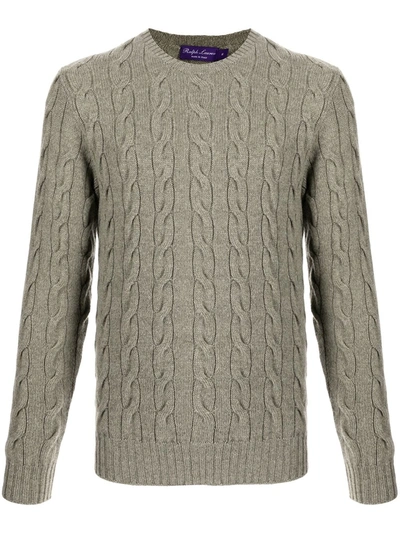 Ralph Lauren Men's Cashmere Cable-knit Crewneck Sweater, Light Gray Heather In Light Grey Heather