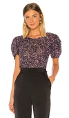 Parker Isaac Sequined Short-sleeve Top In Black Multi