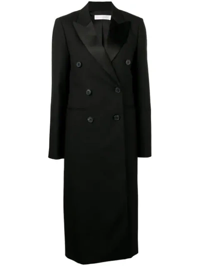 Victoria Beckham Double Breasted Midi Coat In Black