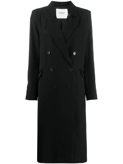 Ba&sh Pally Double-breasted Brushed Wool-blend Felt Coat In Black