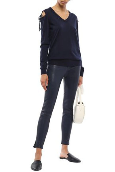 Autumn Cashmere Cold-shoulder Cashmere Top In Midnight Blue