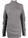 Mm6 Maison Margiela Ribbed Panel Ruched Wool Blend Sweater In Grey