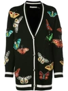 Alice And Olivia Bradford Embellished Butterfly Wool Blend Grandpa Cardigan In Black Multi