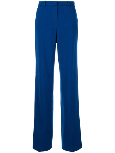 Pushbutton Long Straight-leg Trousers In Blue