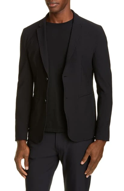 Armani Collezioni Emporio Armani Textured Regular Fit Soft Jacket In Black