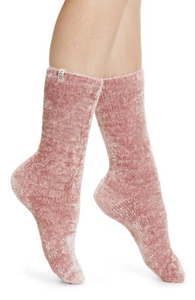 Ugg Leda Cozy Crew Socks In Pink Crystal