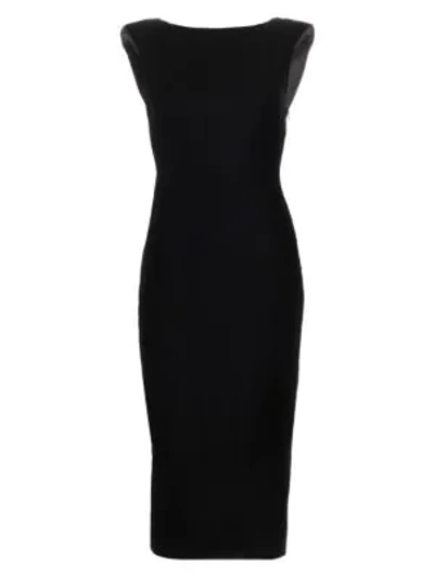 Armani Collezioni Emporio Armani Embellished Twist Detail Velvet Midi Dress In Black
