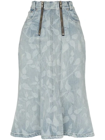 Gmbh Nettle Print Midi Skirt In Blue