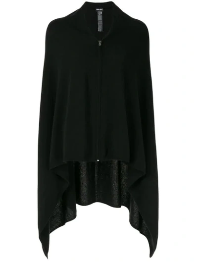 Giorgio Armani Zipped Cashmere Poncho In Black