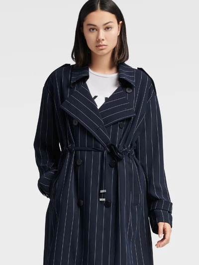 Donna Karan Dkny Women's Striped Trench Coat In New Navy