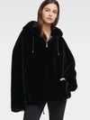 Donna Karan Dkny Women's Faux Fur Short Jacket With Hood - In Black