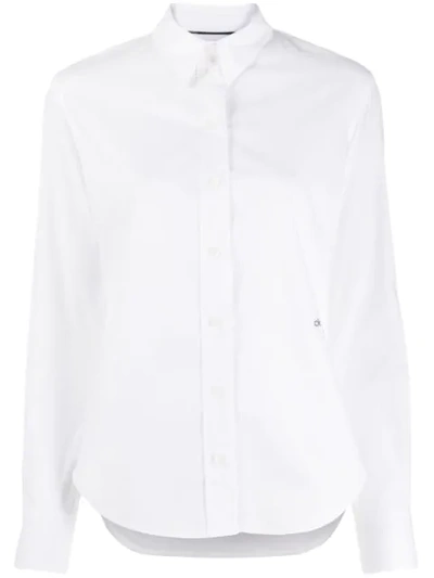 Calvin Klein Embroidered Logo Shirt In White