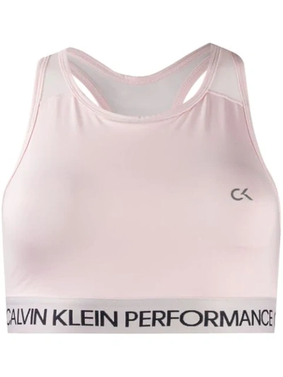 Calvin Klein Underwear Contrasting Logo Sports Bra In Pink