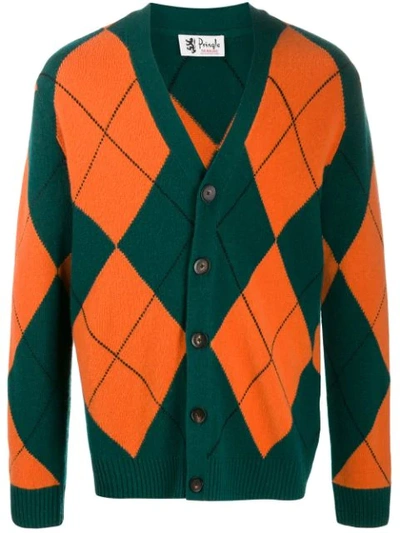 Pringle Of Scotland Reissued Argyle Knit Cardigan In Green