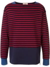 Loveless Striped Boatneck Sweatshirt In Blue
