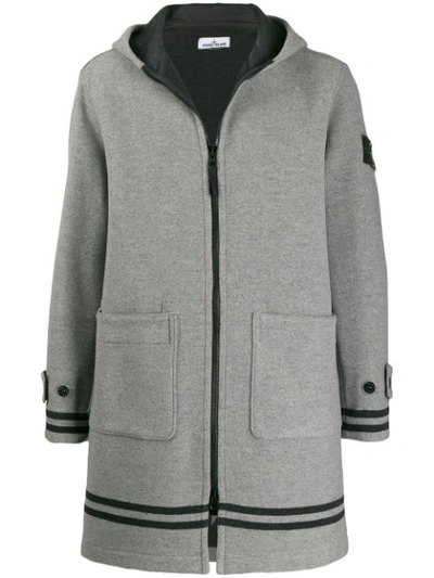 Stone Island Zip-up Logo Coat In Grey