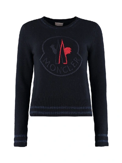 Moncler Wool And Cashmere Pullover In Blue
