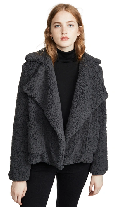 Bb Dakota Soft Skills Faux Fur Jacket In Dark Charcoal