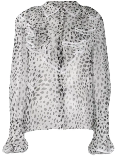 Miu Miu Dalmatian Print Sheer Blouse In White