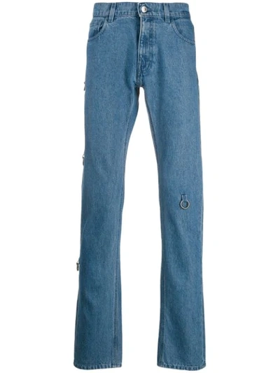Raf Simons Ring Embellished Jeans In Blue