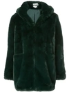 Apparis Marie Hooded Faux-fur Coat In Green