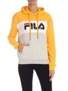 Fila Logo Cotton Blend Sweatshirt Hoodie In Yellow