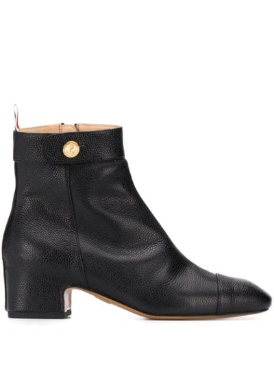 Thom Browne Block Heel Ankle Boot In Black