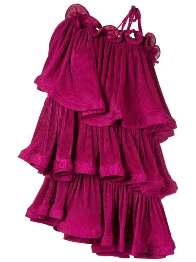 Romance Was Born Bloom Pleat Tiered Dress In Mulberry