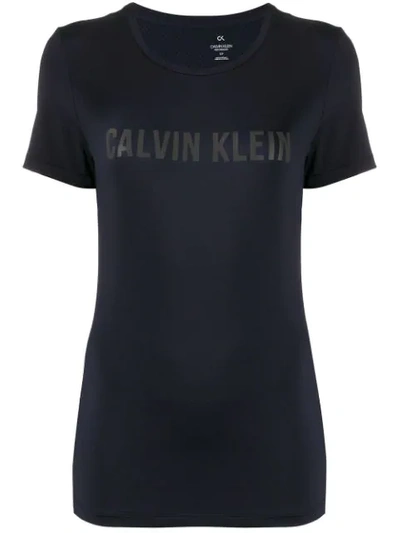 Calvin Klein Mesh Panel Logo T-shirt In Blue