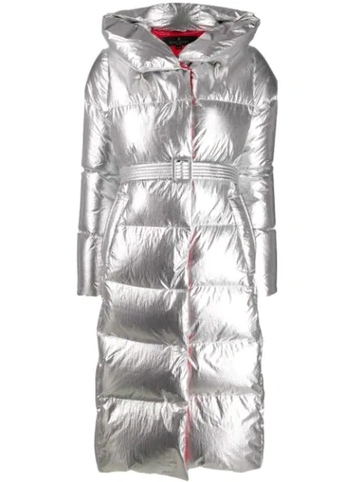 Nicole Benisti Metallic Padded Coat In Silver