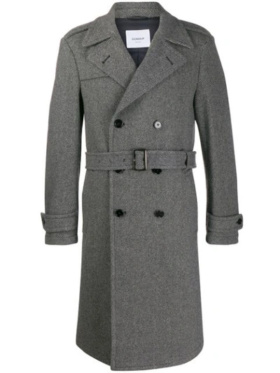 Dondup Striped Trench Coat In Grey