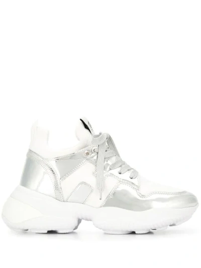 Hogan Metallic Platform Sneakers In White