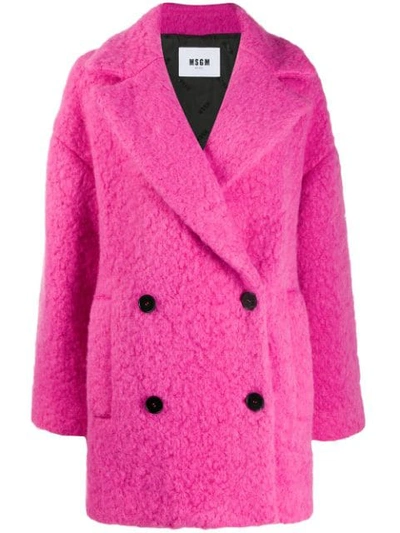 Msgm Oversized Double-breasted Coat In Pink