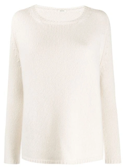 Apuntob Round Neck Plain Jumper In White