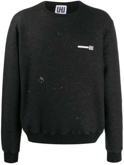 Les Hommes Urban Logo Distressed Sweatshirt In Black
