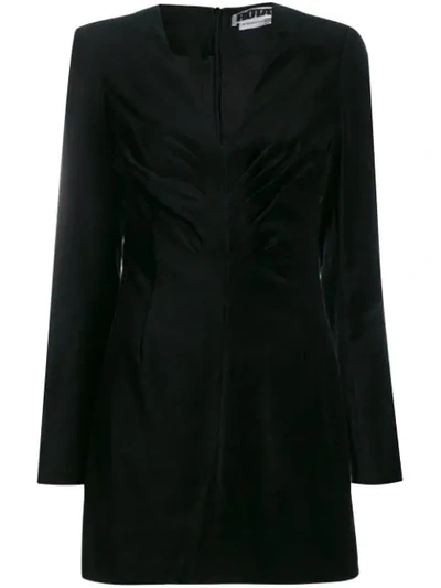 Rotate Birger Christensen Velour Draped Mini Dress In Black