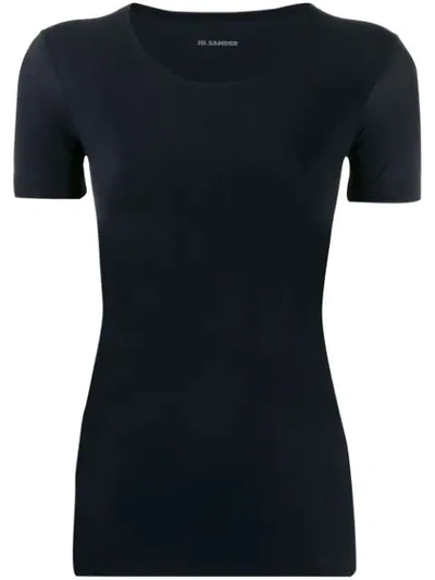 Jil Sander U-neck Fitted T-shirt In Black