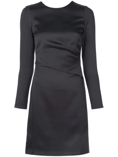Amsale Fitted Cut Out Back Dress In Black